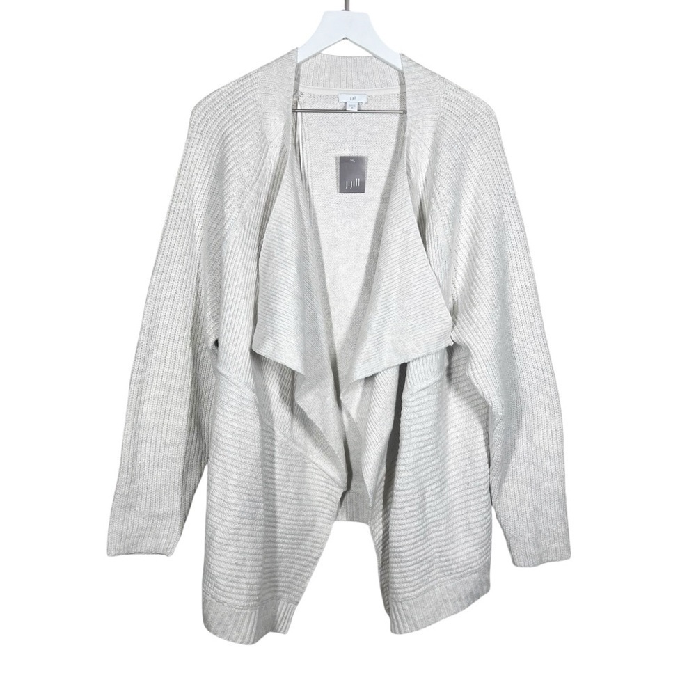 J Jill Womens Waterfall Draped Cardigan Sweater Porcelain Heather Plus Size 2X
